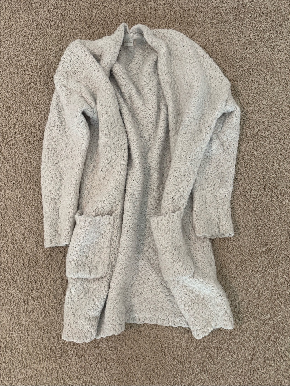 Altar'd State Light Gray Plush Open-Front Teddy Jacket